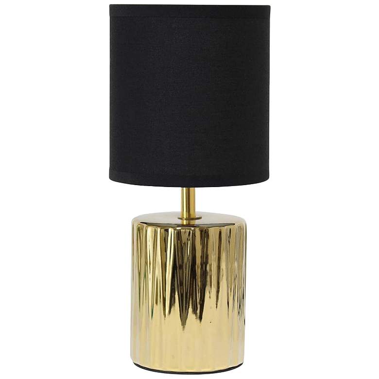 Image 1 Simple Designs 11 1/2" High Ruffled Gold Accent Table Lamp