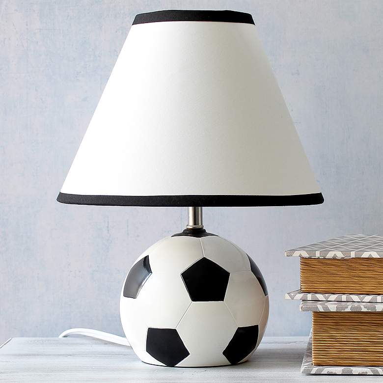 Image 2 Simple Designs 11 1/2"H Black White Soccer Accent Table Lamp