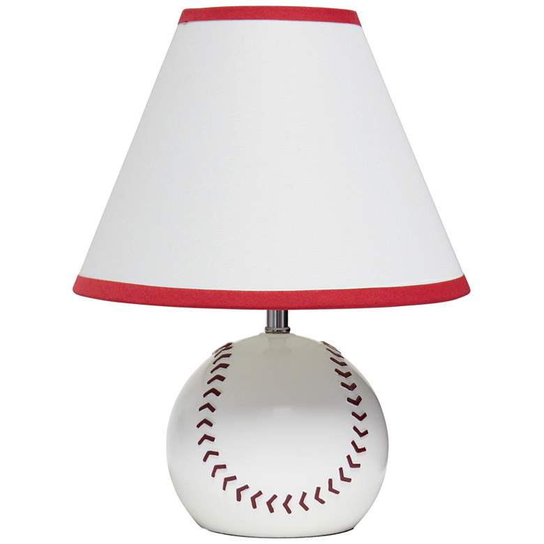 Image 2 Simple Designs 11 1/2 inchH Red White Baseball Accent Table Lamp