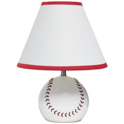 Simple Designs 11 1/2&quot;H Red White Baseball Accent Table Lamp