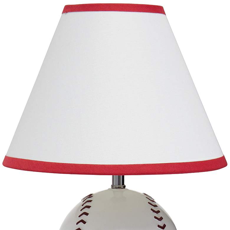 Image 3 Simple Designs 11 1/2 inchH Red White Baseball Accent Table Lamp more views