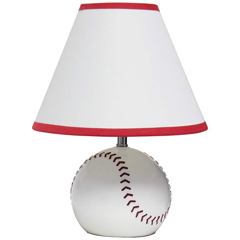 Image 4 Simple Designs 11 1/2 inchH Red White Baseball Accent Table Lamp more views