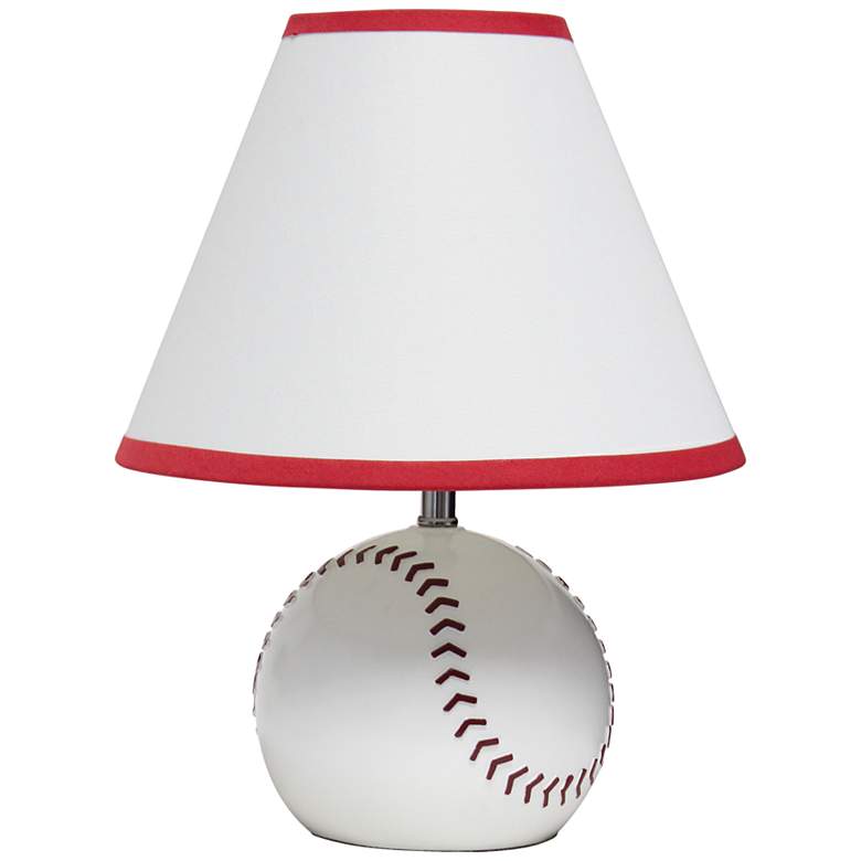 Image 4 Simple Designs 11 1/2"H Red White Baseball Accent Table Lamp more views