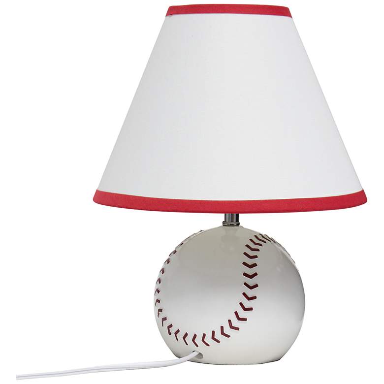 Image 7 Simple Designs 11 1/2 inchH Red White Baseball Accent Table Lamp more views