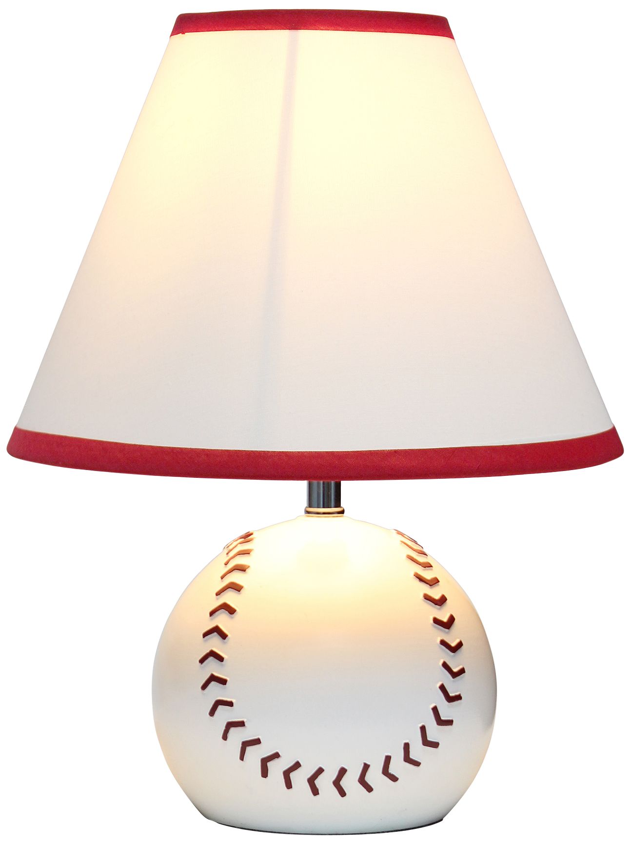 Simple Designs 11 1/2"H Red White Baseball Accent Table Lamp
