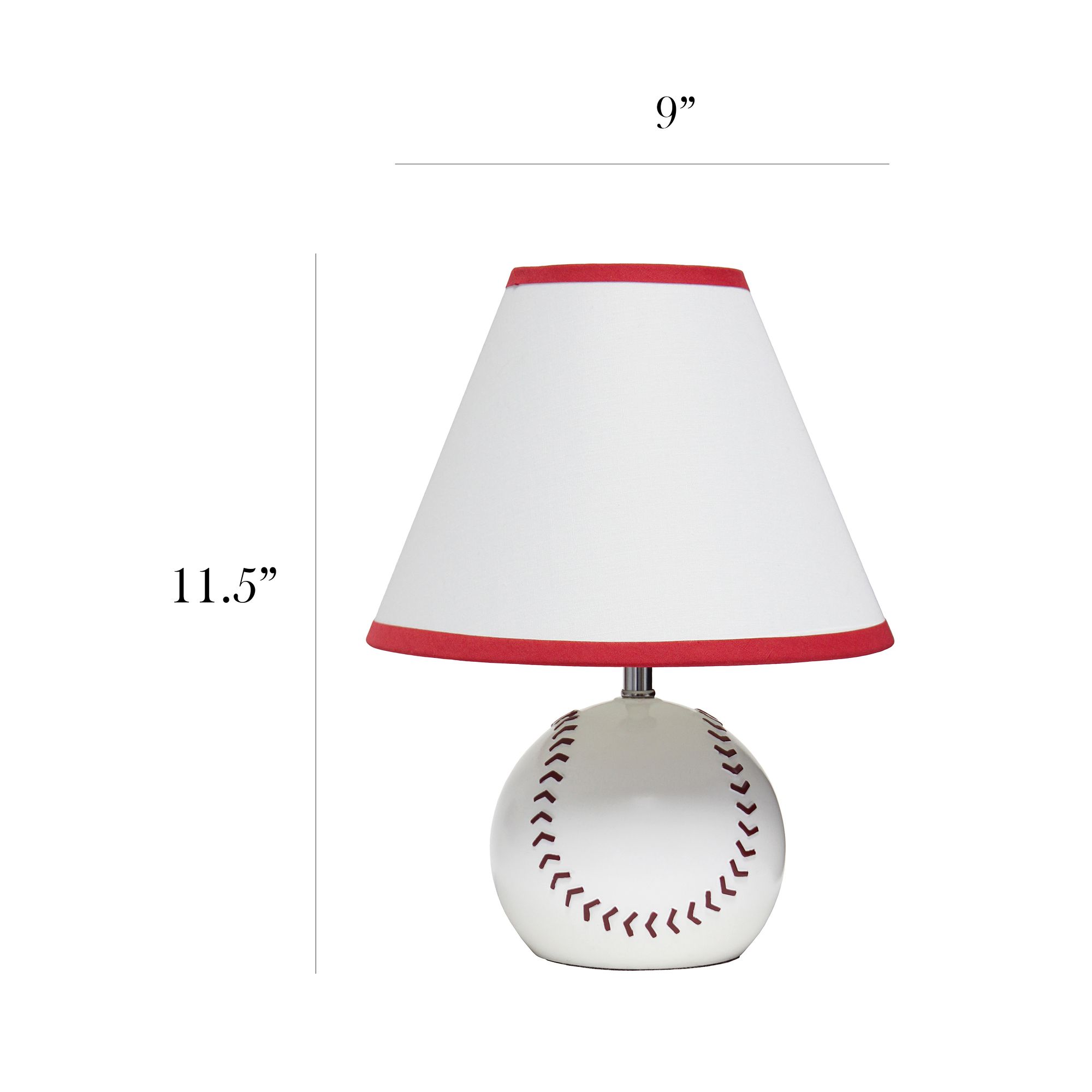 Simple Designs 11 1/2"H Red White Baseball Accent Table Lamp