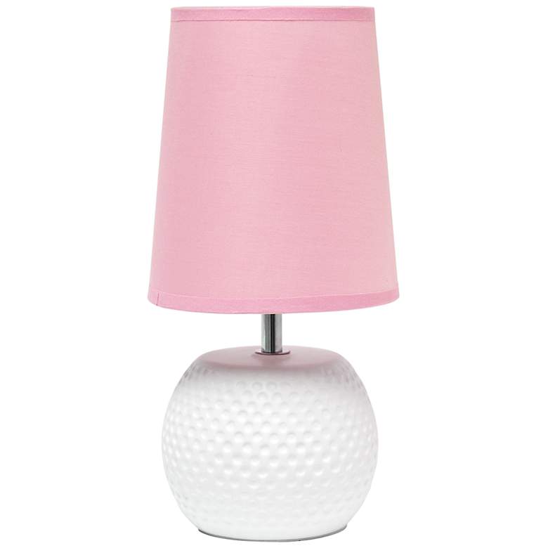 Image 2 Simple Designs 11 1/4 inch High White and Pink Accent Table Lamp
