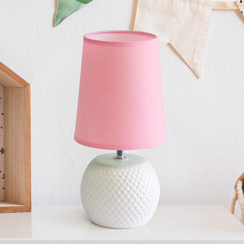 Image 1 Simple Designs 11 1/4" High White and Pink Accent Table Lamp