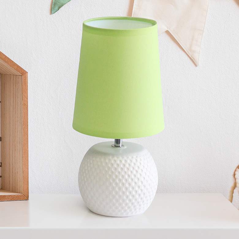 Image 1 Simple Designs 11 1/4"H White and Green Accent Table Lamp