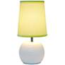 Simple Designs 11 1/4"H White and Green Accent Table Lamp