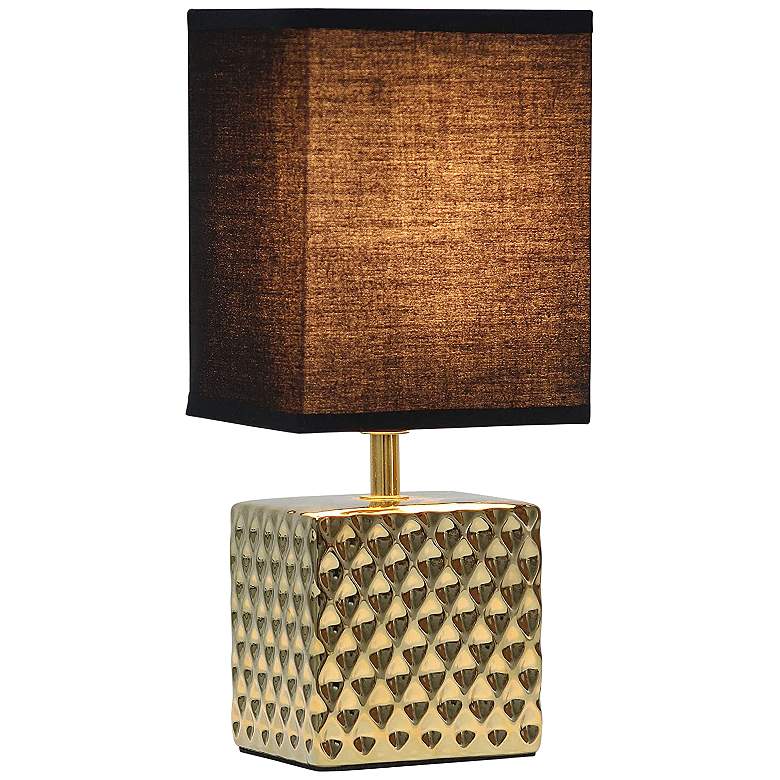 Image 7 Simple Designs 11 3/4 inch High Hammered Gold Accent Table Lamp more views