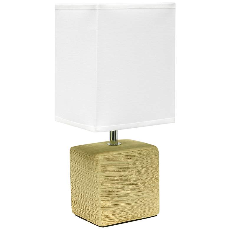 Image 2 Simple Designs 11 3/4 inch High Petite Beige Faux Stone Table Lamp