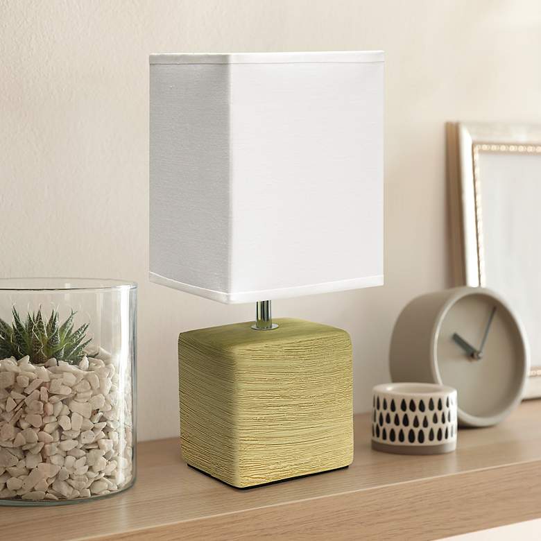 Image 1 Simple Designs 11 3/4" High Petite Beige Faux Stone Table Lamp