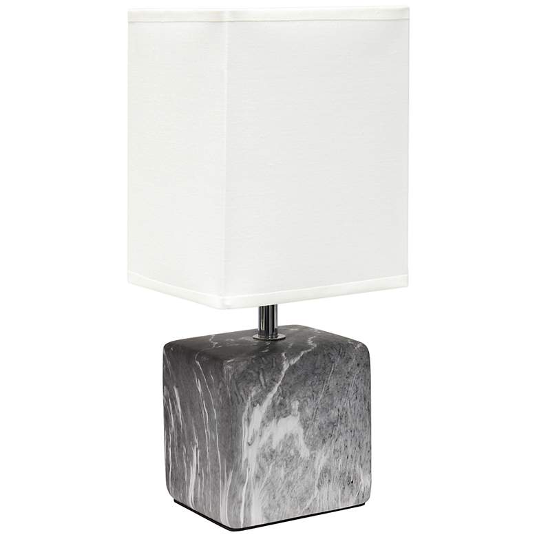 Image 2 Simple Designs 11 3/4 inch High Petite Black Marble Ceramic Table Lamp