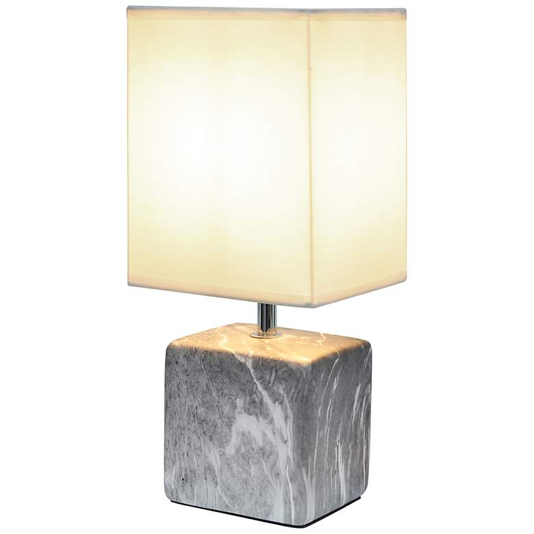 Image 7 Simple Designs 11 3/4 inch High Petite Black Marble Ceramic Table Lamp more views