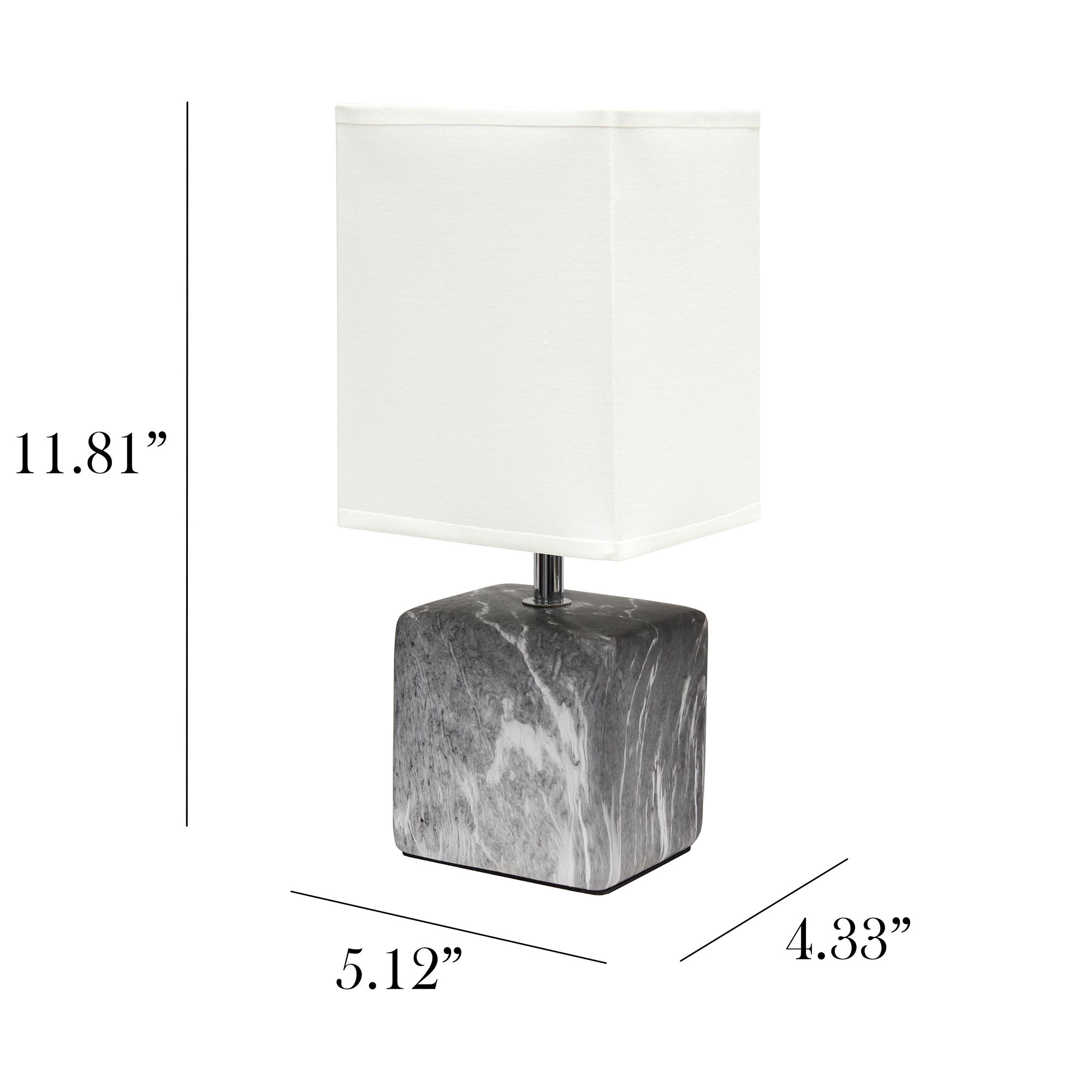 Simple Designs 11 3/4" High Petite Black Marble Ceramic Table Lamp