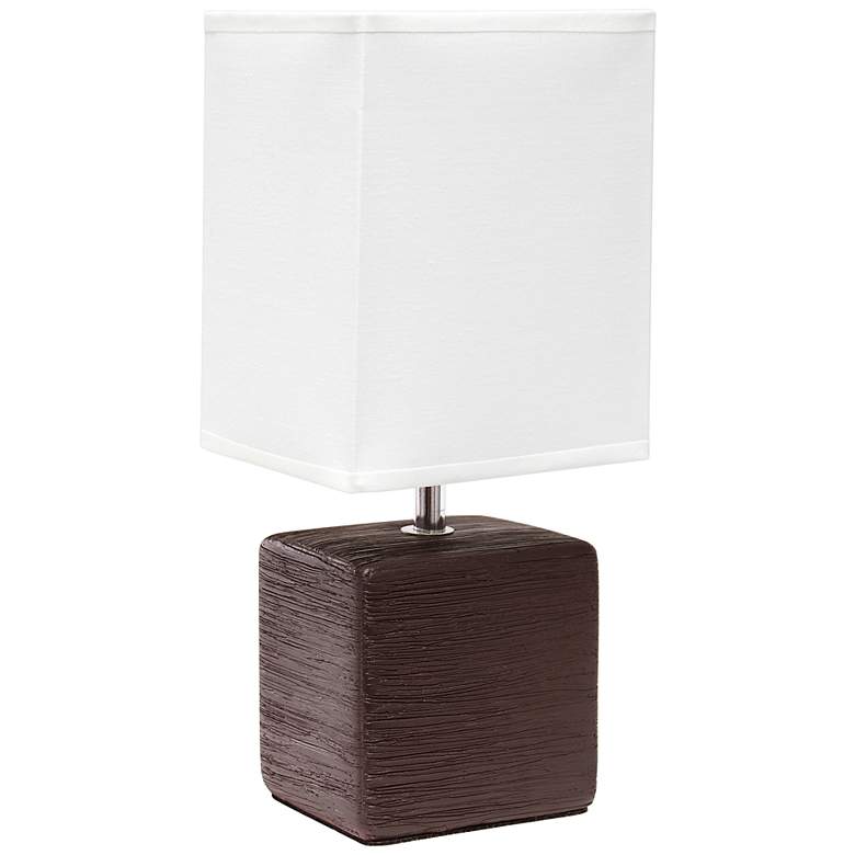 Image 2 Simple Designs 11 3/4 inch High Petite Brown Faux Stone Table Lamp