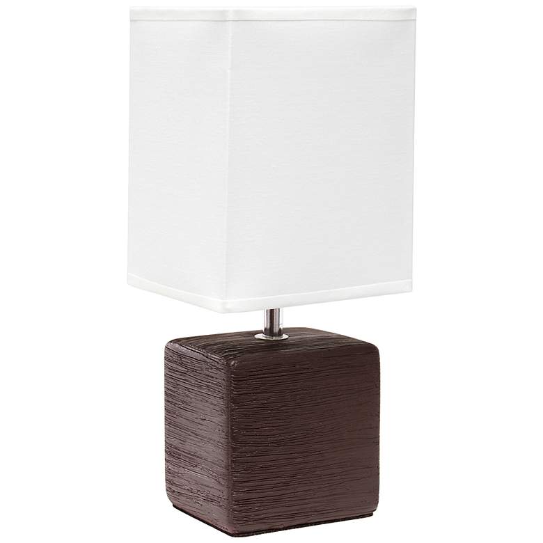 Image 2 Simple Designs 11 3/4" High Petite Brown Faux Stone Table Lamp