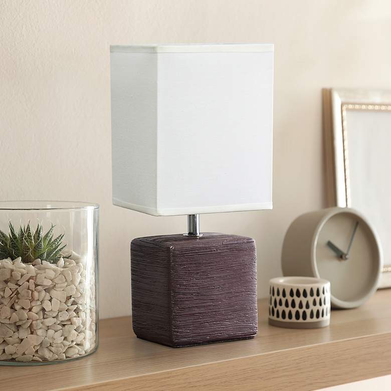 Image 1 Simple Designs 11 3/4" High Petite Brown Faux Stone Table Lamp
