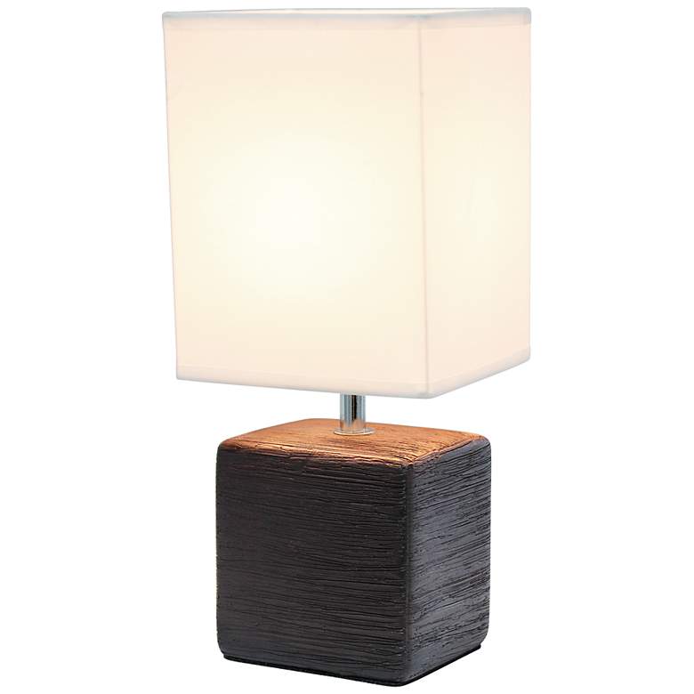 Image 7 Simple Designs 11 3/4 inch High Petite Brown Faux Stone Table Lamp more views