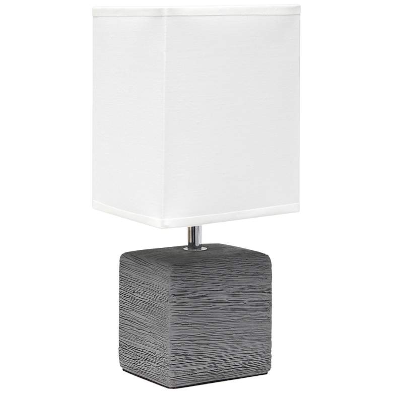 Image 2 Simple Designs 11 3/4 inch High Petite Gray Faux Stone Table Lamp