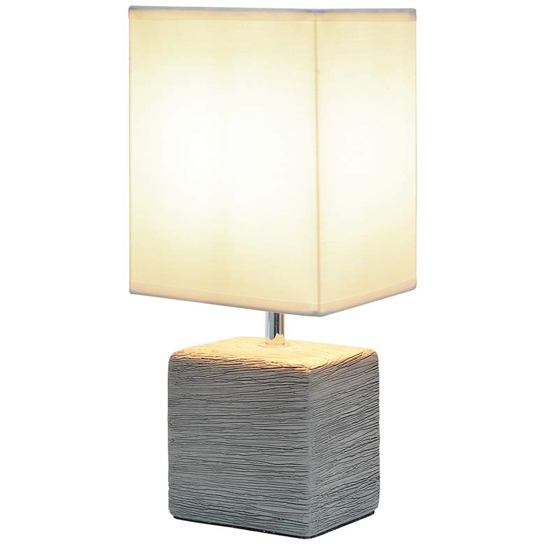 Image 7 Simple Designs 11 3/4 inch High Petite Gray Faux Stone Table Lamp more views
