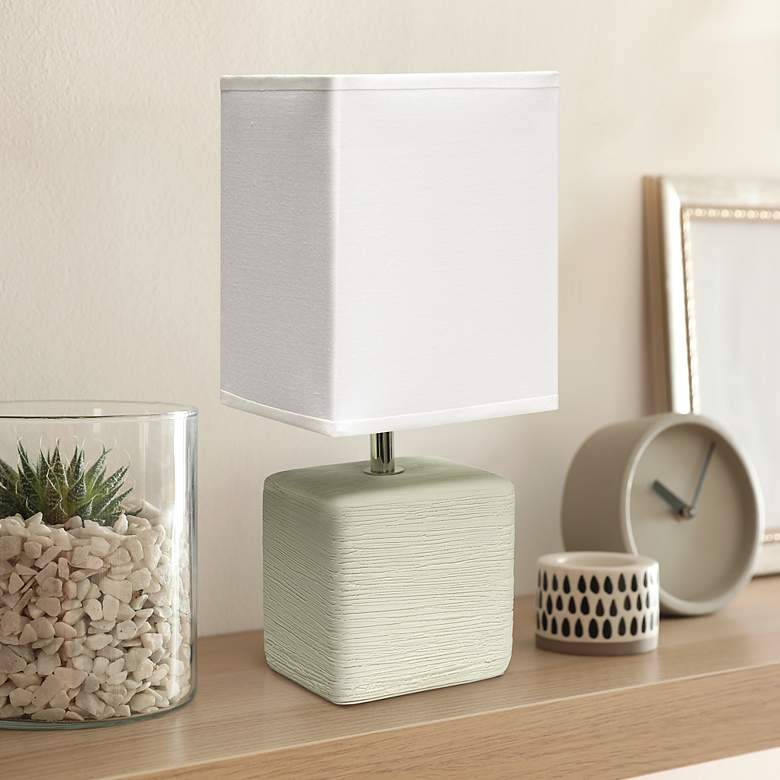 Image 1 Simple Designs 11 3/4" High Petite Off-White Faux Stone Table Lamp