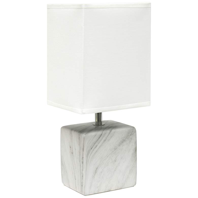 Image 2 Simple Designs 11 3/4 inch Petite White Marble Ceramic Table Lamp
