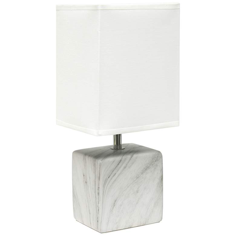 Image 2 Simple Designs 11 3/4" Petite White Marble Ceramic Table Lamp