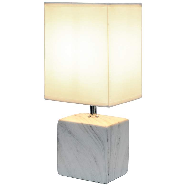 Image 7 Simple Designs 11 3/4 inch Petite White Marble Ceramic Table Lamp more views