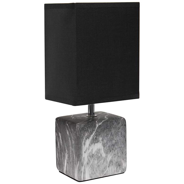 Image 2 Simple Designs 11 3/4 inchH Black Marble Ceramic Table Lamp w/ Black Shade