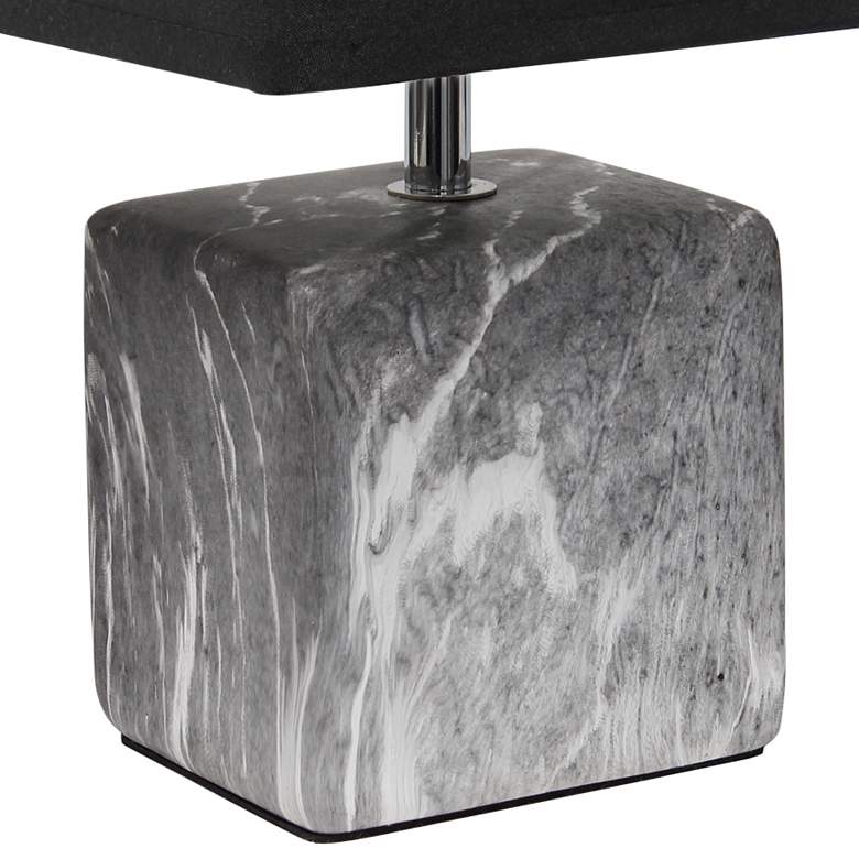 Image 4 Simple Designs 11 3/4 inchH Black Marble Ceramic Table Lamp w/ Black Shade more views