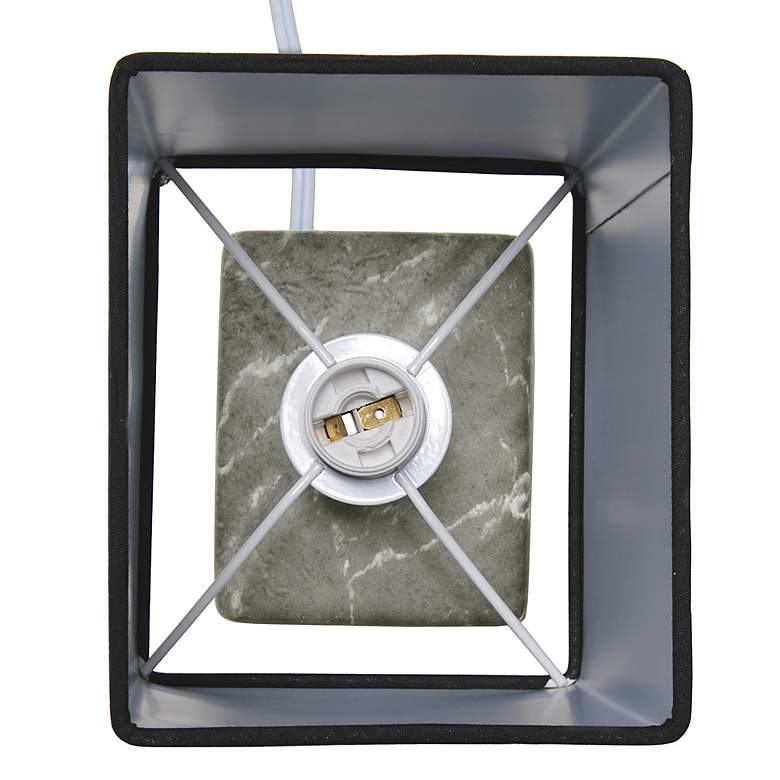 Image 6 Simple Designs 11 3/4"H Black Marble Ceramic Table Lamp w/ Black Shade more views