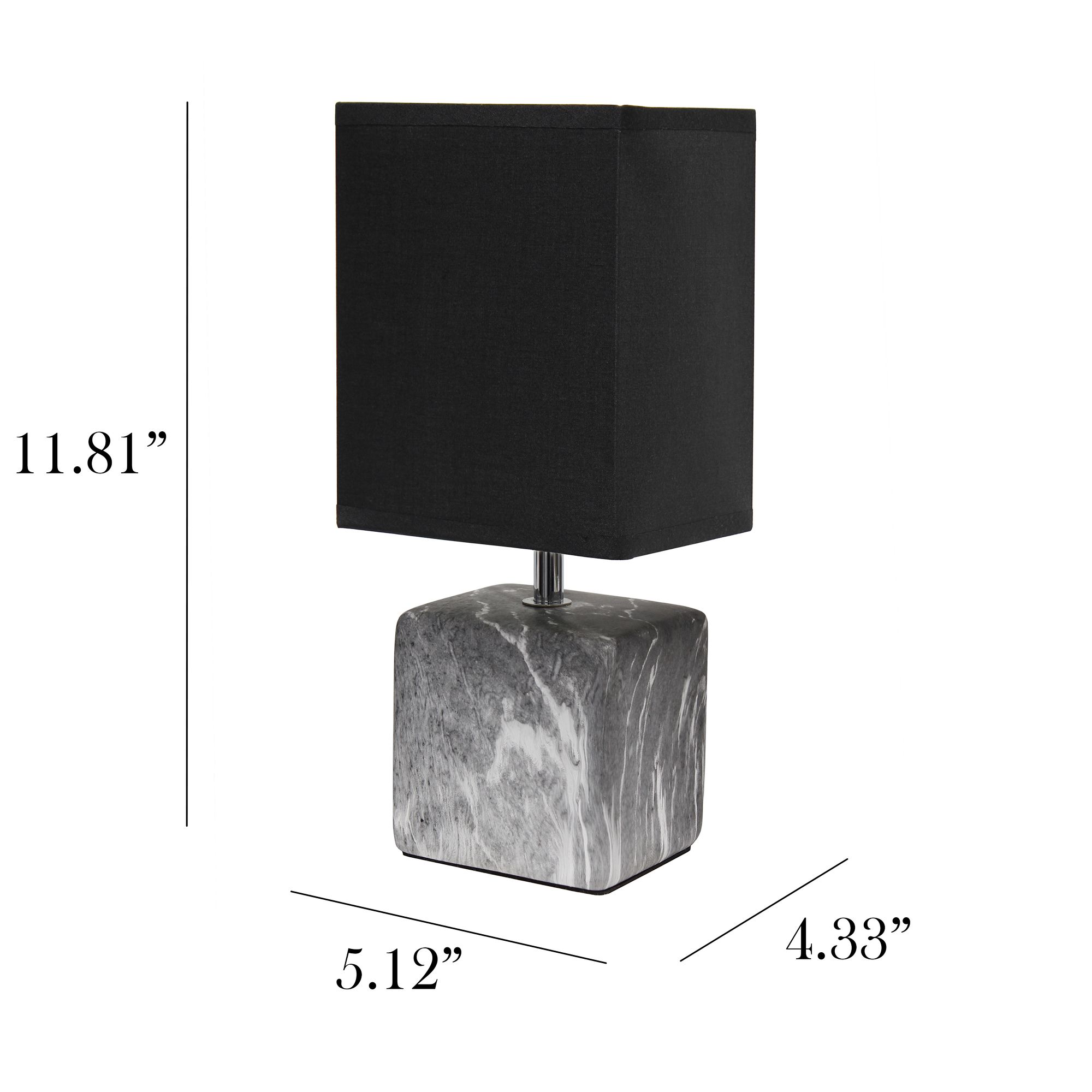 Simple Designs 11 3/4"H Black Marble Ceramic Table Lamp w/ Black Shade
