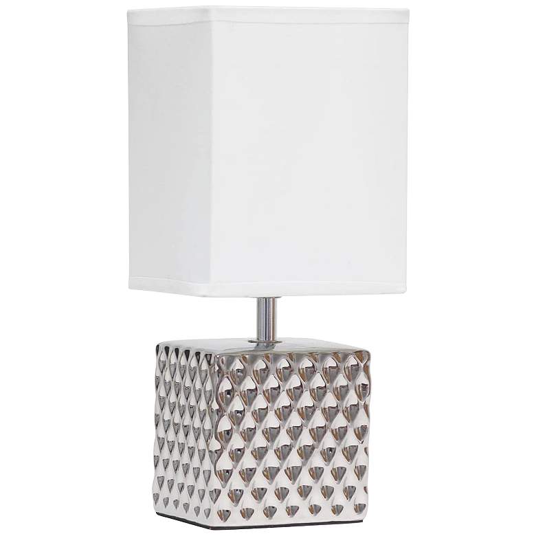 Image 2 Simple Designs 11 3/4"H Hammered Chrome Accent Table Lamp