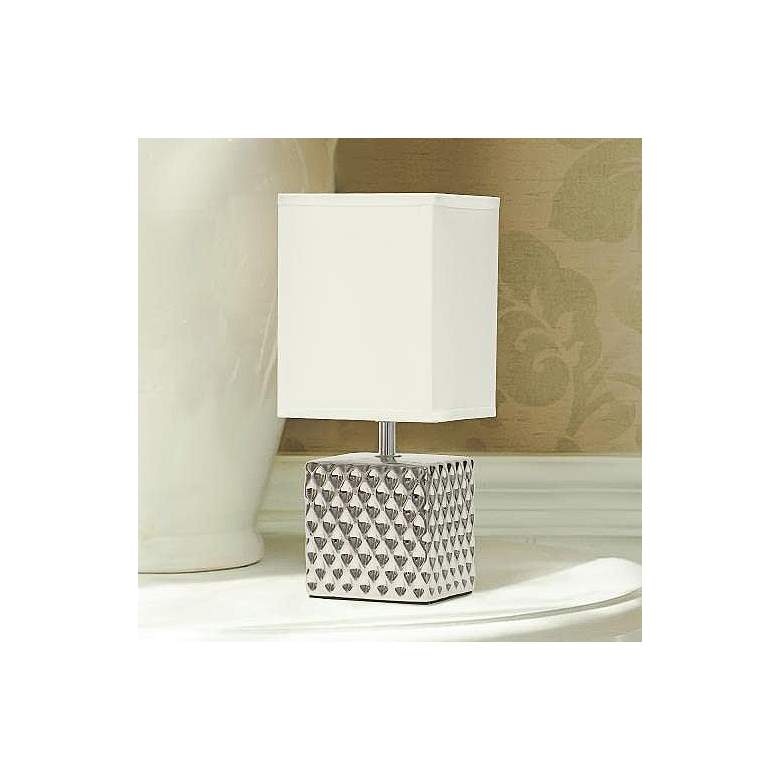 Image 1 Simple Designs 11 3/4"H Hammered Chrome Accent Table Lamp