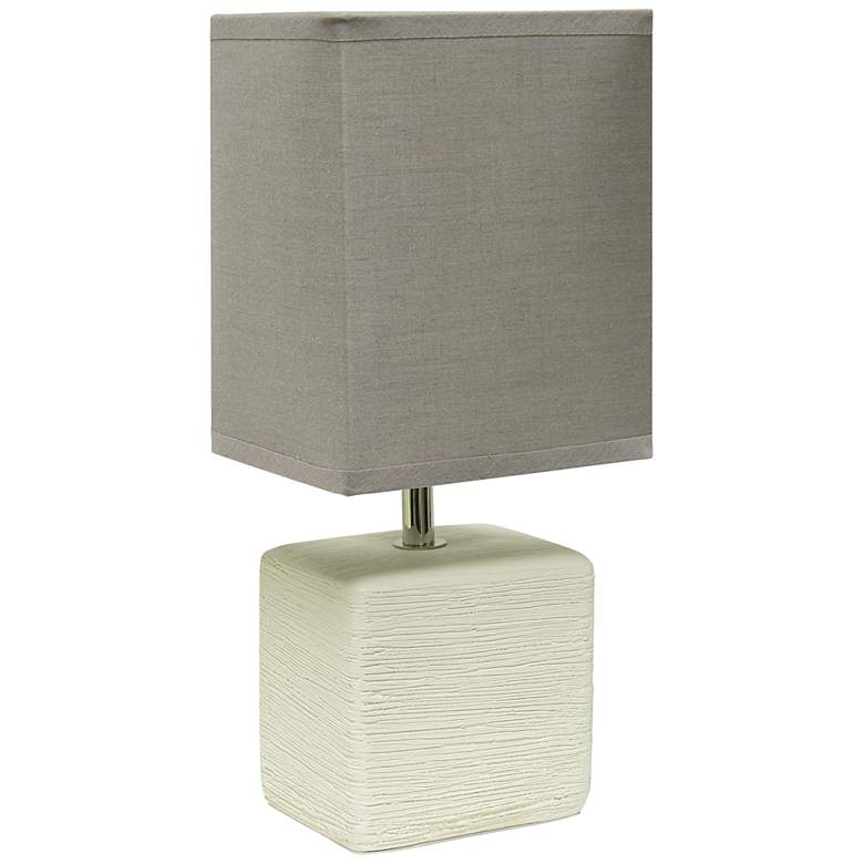 Image 2 Simple Designs 11 3/4"H Off-White Faux Stone Table Lamp w/ Gray Shade
