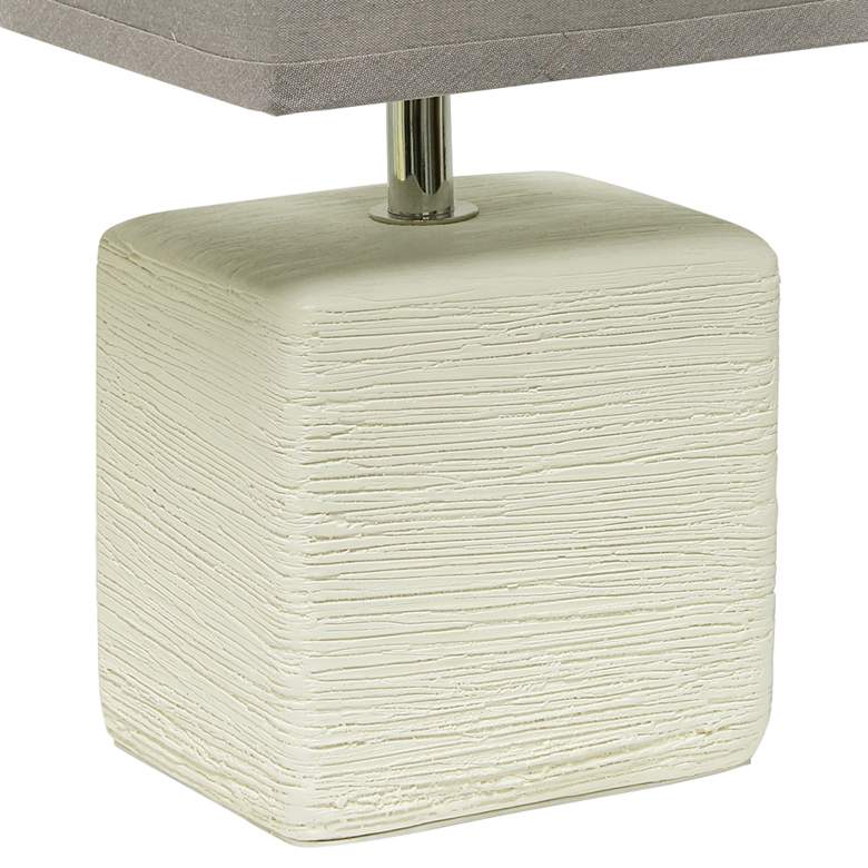 Image 4 Simple Designs 11 3/4 inchH Off-White Faux Stone Table Lamp w/ Gray Shade more views