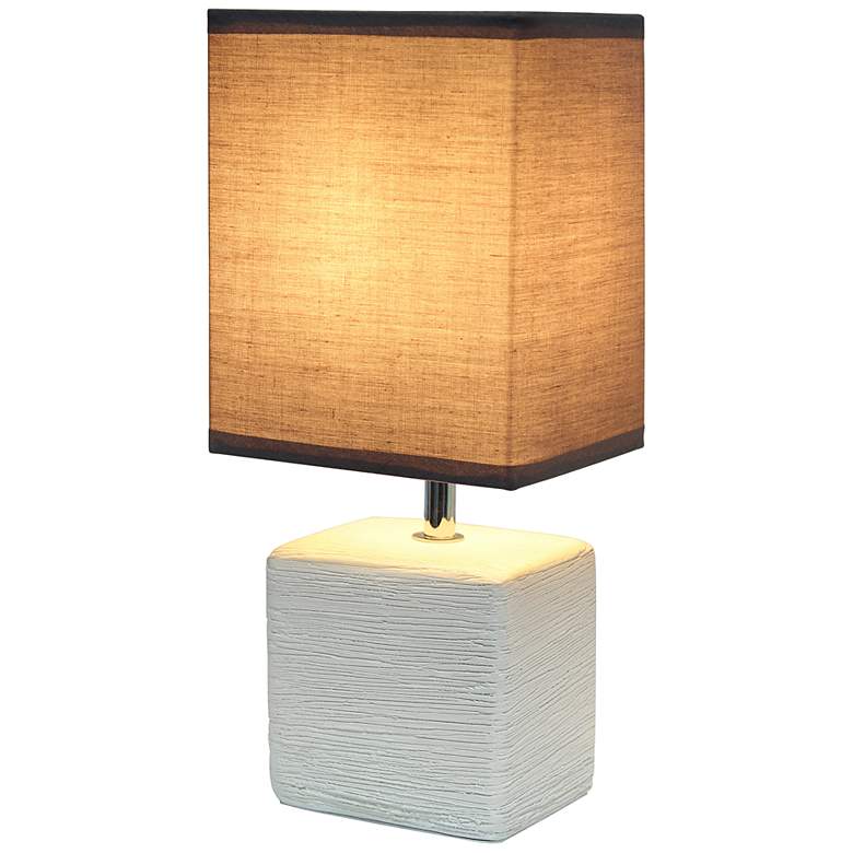 Image 7 Simple Designs 11 3/4 inchH Off-White Faux Stone Table Lamp w/ Gray Shade more views