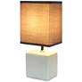 Simple Designs 11 3/4"H Off-White Faux Stone Table Lamp w/ Gray Shade