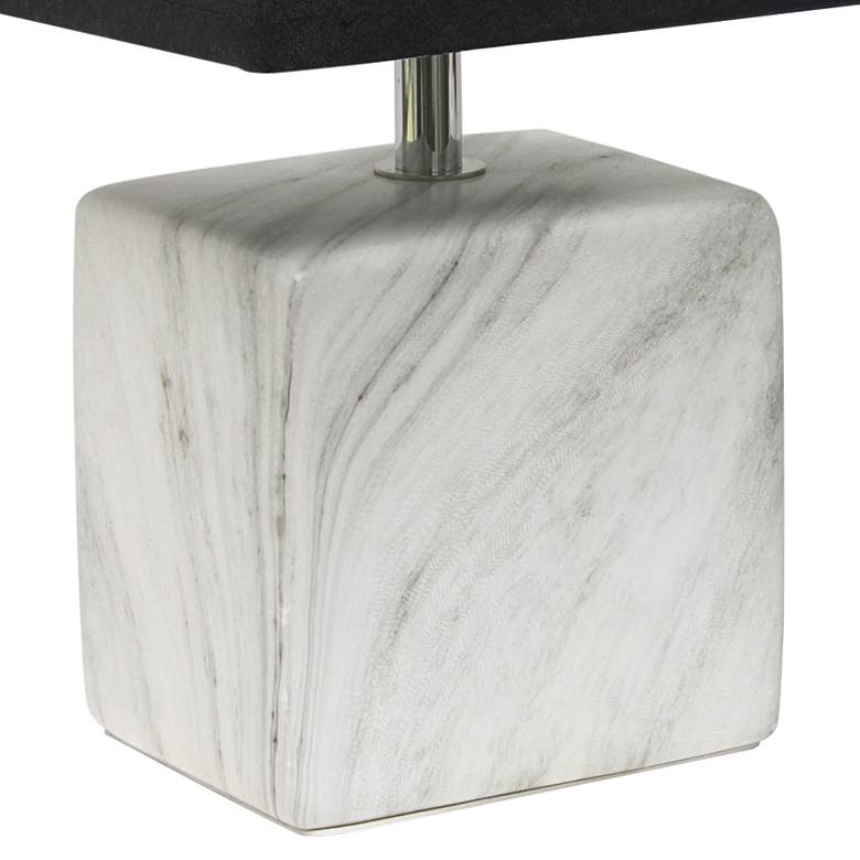 Image 4 Simple Designs 11 3/4 inchH White Marble Ceramic Table Lamp w/ Black Shade more views