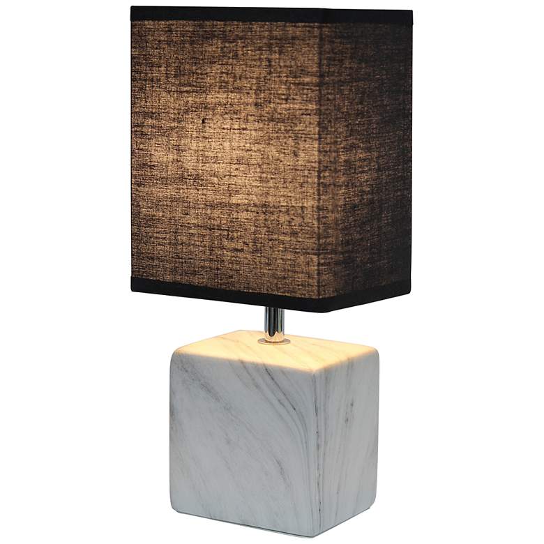 Image 7 Simple Designs 11 3/4"H White Marble Ceramic Table Lamp w/ Black Shade more views