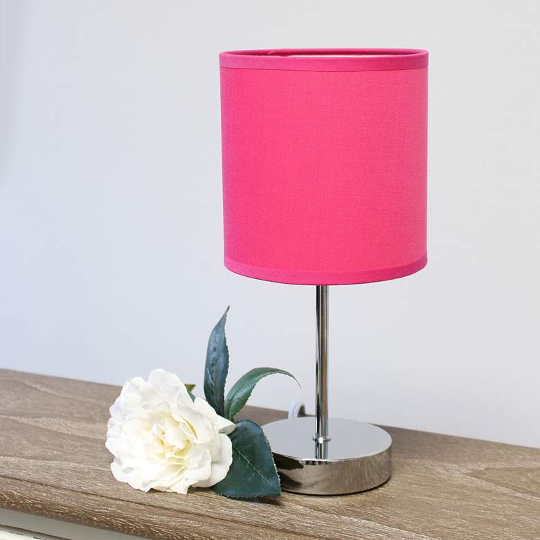 Image 1 Simple Designs 11" High Hot Pink Accent Table Lamps Set of 2