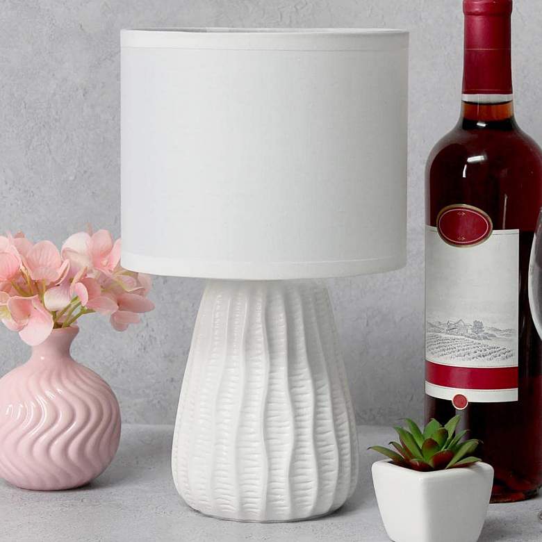 Image 1 Simple Designs 11 inch High Off-White Pastel Accent Table Lamp