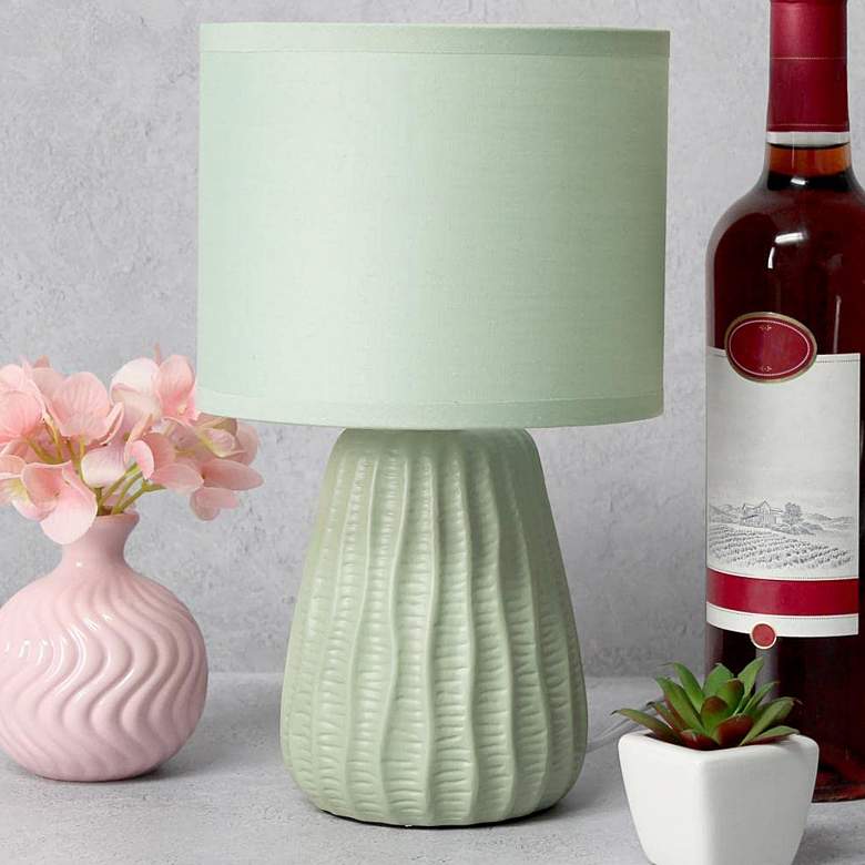 Image 1 Simple Designs 11 inch High Sage Green Pastel Accent Table Lamp