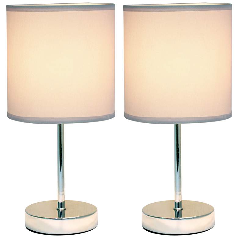 Image 2 Simple Designs 11 inch High Slate Gray Accent Table Lamps Set of 2