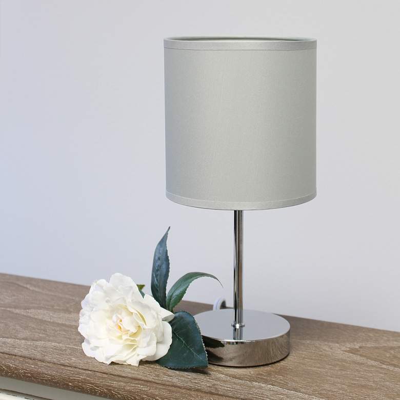 Image 1 Simple Designs 11 inch High Slate Gray Accent Table Lamps Set of 2