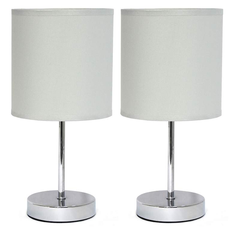 Image 3 Simple Designs 11 inch High Slate Gray Accent Table Lamps Set of 2 more views