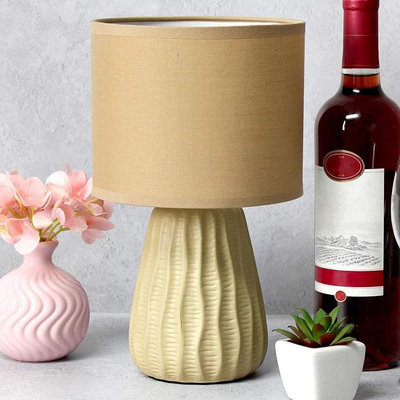 Image 1 Simple Designs 11 inch High Tan Pastel Ceramic Accent Table Lamp