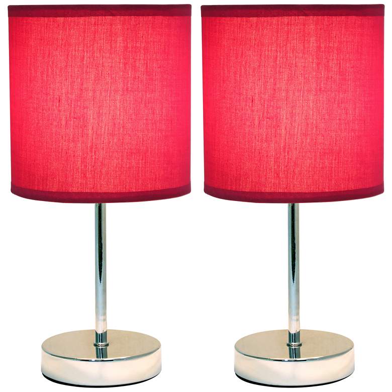Image 2 Simple Designs 11 inch High Wine Accent Table Lamps Set of 2
